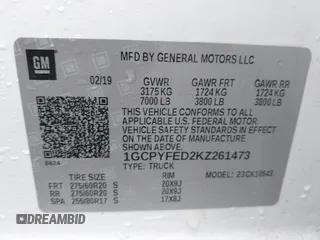 2019 Chevrolet Silverado 1500 LT Trail Boss with VIN 1GCPYFED2KZ261473, listed as a IAAI auction lot 41824661 with 88,206 mi miles and . Bid and sale history available at DreamBid. Image 9.