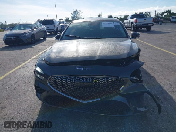 2025 Genesis G70 2.5T with VIN KMTG34SC7SU156246, listed as a IAAI auction lot 42788575 with 7,842 mi miles and . Bid and sale history available at DreamBid. Image 12.