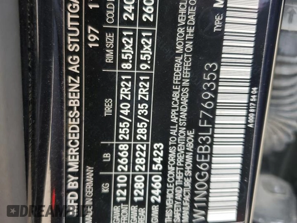 2020 Mercedes-Benz GLC with VIN W1N0G6EB3LF769353, listed as a Copart auction lot 49112485 with 26,326 mi miles and Salvage Title. Bid and sale history available at carsss.com. Image 12.