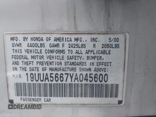 2000 Acura TL with VIN 19UUA5667YA045600, listed as a IAAI auction lot 41925306 with 188,185 mi miles. Bid and sale history available at carsss.com. Image 9.