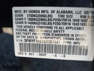 2006 Honda Pilot EX-L with RES with VIN 5FNYF18616B001541, listed as a IAAI auction lot 41894731 with 207,364 mi miles. Bid and sale history available at carsss.com. Image 9.