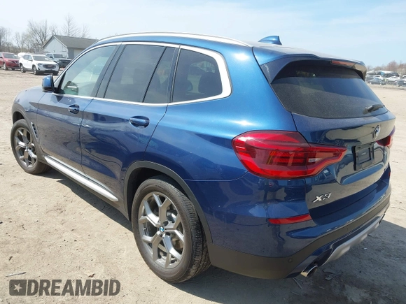 2020 BMW X3 xDrive30i with VIN 5UXTY5C08LLT39041, listed as a IAAI auction lot 42048396 with 52,757 mi miles and . Bid and sale history available at DreamBid. Image 3.