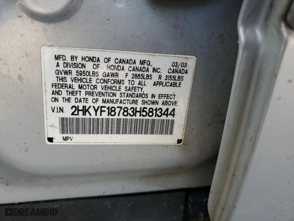 2003 Honda Pilot EX with VIN 2HKYF18783H581344, listed as a Copart auction lot 73481804 with 199,312 mi miles and Salvage Title. Bid and sale history available at carsss.com. Image 14.