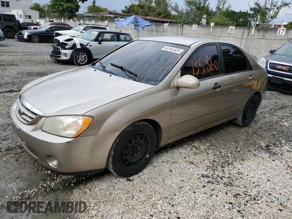 2006 Kia Spectra EX with VIN KNAFE121465238207, listed as a Copart auction lot 45762324 with 135,860 mi miles and Non Repairable. Bid and sale history available at carsss.com. Image 1.