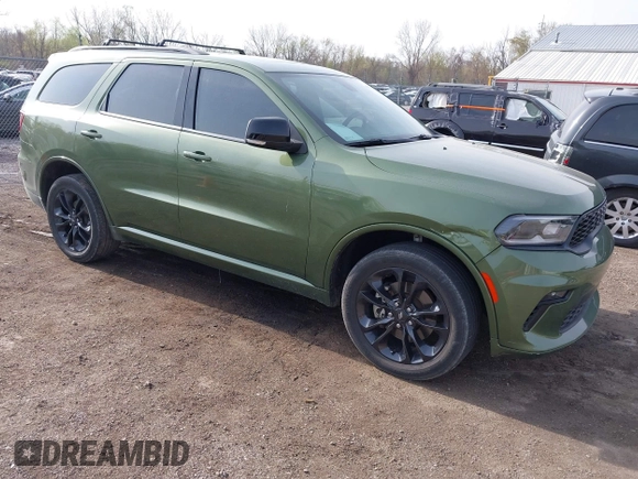 2021 Dodge Durango GT Plus with VIN 1C4RDJDGXMC663928, listed as a IAAI auction lot 42070119 with 77,110 mi miles and . Bid and sale history available at DreamBid. Image 1.