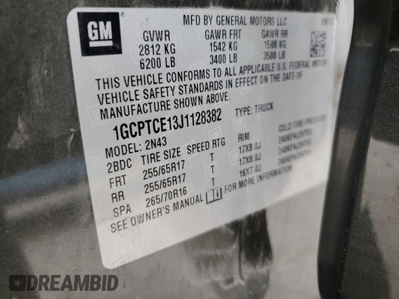 2018 Chevrolet Colorado 4WD LT z VIN 1GCPTCE13J1128382, wystawiony jako Copart lot #86106014 z przebiegiem 113 936 mil mil oraz Szkoda całkowita • Salvage title. Historia ofert i sprzedaży dostępna na DreamBid. Obrazek 12.
