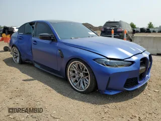 2023 BMW M3 Competition xDrive with VIN WBS43AY08PFP33058, listed as a Copart auction lot 60324825 with 19,651 mi miles and Salvage title. Bid and sale history available at DreamBid. Image 4.