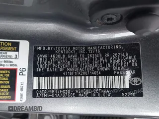 2017 Toyota Camry XLE with VIN 4T1BF1FK2HU714654, listed as a IAAI auction lot 41852758 with 137,016 mi miles. Bid and sale history available at carsss.com. Image 9.