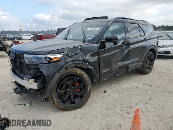 2021 Ford Explorer ST with VIN 1FM5K8GC7MGA00990, listed as a Copart auction lot 43066955 with 51,875 mi miles and Salvage Title. Bid and sale history available at carsss.com. Image 1.