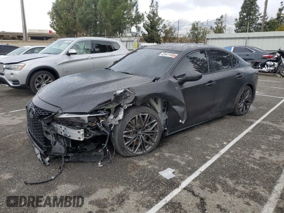 2023 Lexus IS with VIN JTHAP1D21P5003907, listed as a Copart auction lot 42641105 with 21,907 mi miles and Salvage Title. Bid and sale history available at carsss.com. Image 1.