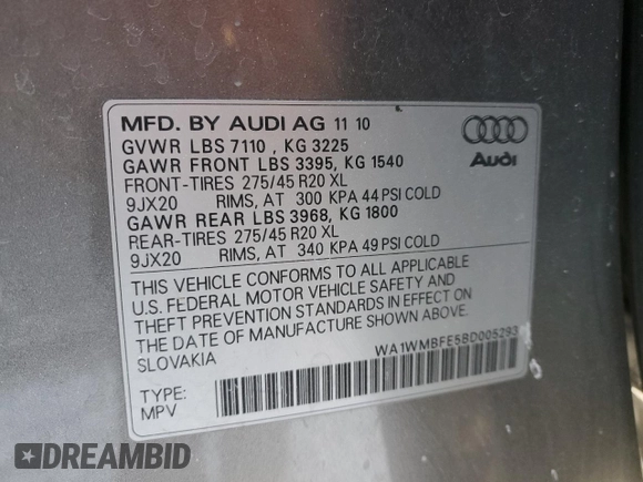 2011 Audi Q7 3.0L TDI Prestige with VIN WA1WMBFE5BD005293, listed as a Copart auction lot 46117725 with 163,753 mi miles and Salvage Title. Bid and sale history available at carsss.com. Image 15.
