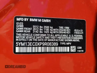 2023 BMW X3 M with VIN 5YM13EC0XP9R08389, listed as a Copart auction lot 60077684 with 27,959 mi miles and Salvage Title. Bid and sale history available at carsss.com. Image 12.