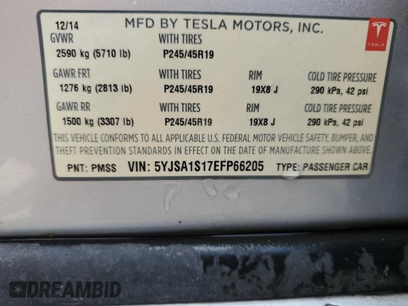 2014 Tesla Model S 60 с VIN 5YJSA1S17EFP66205, выставлен на аукционе Copart как лот 64817025 с пробегом 123 108 миль миль и Чистый • Clean title. История ставок и продаж доступна на DreamBid. Изображение 13.