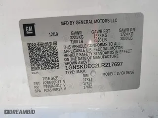 2020 Chevrolet Tahoe Commercial with VIN 1GNSKDEC2LR217697, listed as a IAAI auction lot 40815499 with 128,503 mi miles. Bid and sale history available at carsss.com. Image 9.