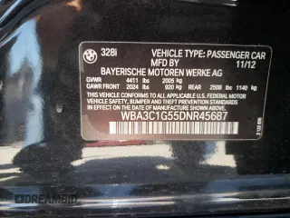 2013 BMW 3 Series 328i with VIN WBA3C1G55DNR45687, listed as a Copart auction lot 53390025 with 129,165 mi miles and Salvage Title. Bid and sale history available at carsss.com. Image 14.