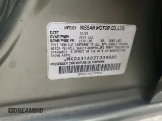 2002 Infiniti I35 Luxury with VIN JNKDA31A02T009580, listed as a Copart auction lot 44923045 with 184,498 mi miles and Salvage Title. Bid and sale history available at carsss.com. Image 12.