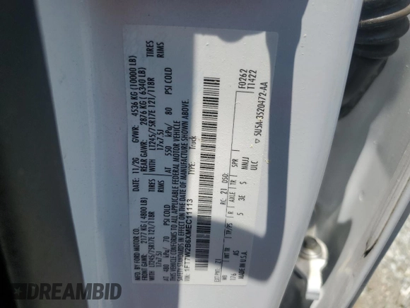 2021 Ford F-250 XL with VIN 1FT7W2B6XMEC11113, listed as a Copart auction lot 60110065 with 67,576 mi miles and Clean title. Bid and sale history available at DreamBid. Image 12.