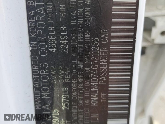 2016 Kia Cadenza Premium z VIN KNALN4D74G5211256, wystawiony jako Copart lot #50929215 z przebiegiem 75 846 mil mil oraz Szkoda całkowita • Salvage title. Historia ofert i sprzedaży dostępna na DreamBid. Obrazek 12.