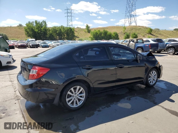 2012 Honda Civic EX with VIN 19XFB2F84CE102698, listed as a Copart auction lot 61742724 with 162,159 mi miles and Salvage Title. Bid and sale history available at DreamBid. Image 3.