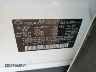2020 Hyundai Santa Fe SEL z VIN 5NMS33AD5LH276214, wystawiony jako Copart lot #42143415 z przebiegiem 96 826 mil mil oraz Szkoda całkowita • Salvage title. Historia ofert i sprzedaży dostępna na DreamBid. Obrazek 13.