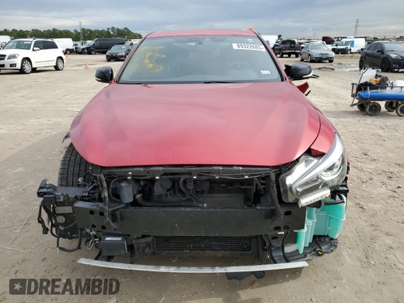 2020 Infiniti Q50 Red Sport 400 with VIN JN1FV7AP4LM630619, listed as a Copart auction lot 89322685 with 49,573 mi miles and Salvage title. Bid and sale history available at DreamBid. Image 5.
