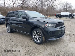 2019 Dodge Durango GT Plus with VIN 1C4RDJDG1KC647680, listed as a IAAI auction lot 41658006 with 166,096 mi miles and . Bid and sale history available at DreamBid. Image 1.