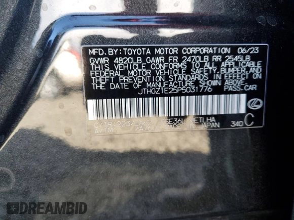 2023 Lexus IS 350 F Sport with VIN JTHGZ1E25P5031776, listed as a Copart auction lot 45744285 with 13,190 mi miles and Salvage title. Bid and sale history available at DreamBid. Image 12.