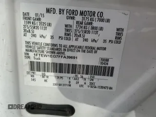 2015 Ford F-150 XLT with VIN 1FTEW1EG7FFA39691, listed as a Copart auction lot 65788854 with 173,025 mi miles and Salvage Title. Bid and sale history available at carsss.com. Image 12.