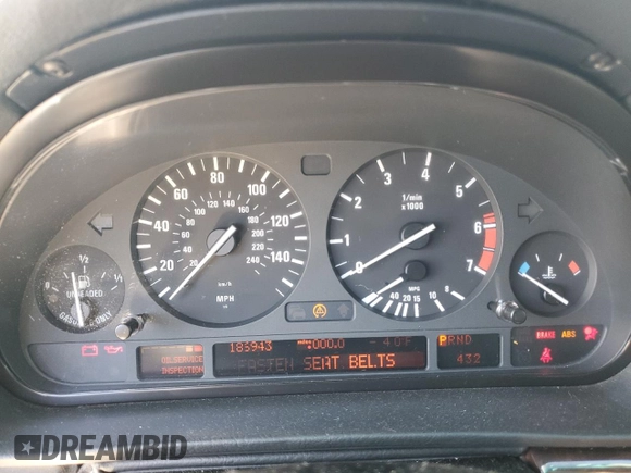 1999 BMW 7 Series 740il with VIN WBAGH8336XDP01928, listed as a Copart auction lot 46173335 with 186,943 mi miles and Salvage Title. Bid and sale history available at carsss.com. Image 9.