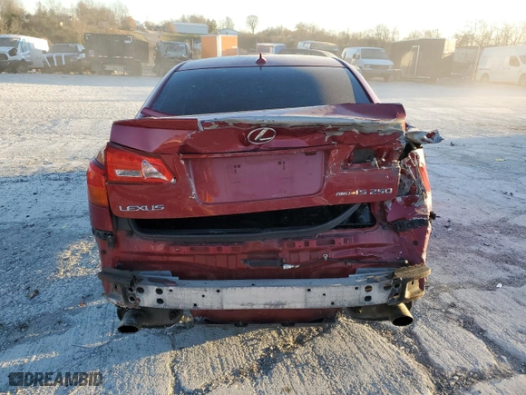 2007 Lexus IS 250 with VIN JTHCK262272009873, listed as a Copart auction lot 44945435 with 0 mi miles and Non Repairable. Bid and sale history available at carsss.com. Image 6.