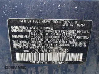 2014 Subaru Crosstrek Premium с VIN JF2GPAVCXE8273542, выставлен на аукционе IAAI как лот 41993417 с пробегом 107 767 миль миль и . История ставок и продаж доступна на DreamBid. Изображение 9.