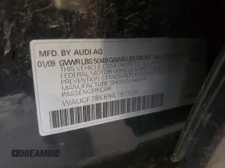 2009 Audi A4 Premium Plus z VIN WAUGF78K69A191505, wystawiony jako Copart lot #57347455 z przebiegiem 231 189 mil mil oraz Szkoda całkowita • Salvage title. Historia ofert i sprzedaży dostępna na DreamBid. Obrazek 12.