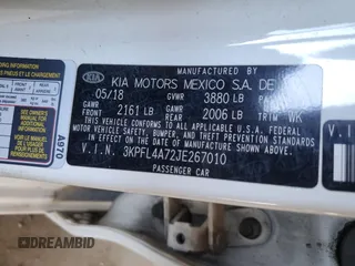2018 Kia Forte LX with VIN 3KPFL4A72JE267010, listed as a Copart auction lot 78041944 with 122,185 mi miles and Salvage Title. Bid and sale history available at carsss.com. Image 12.