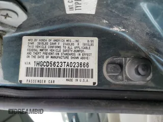 1996 Honda Accord DX with VIN 1HGCD5623TA023666, listed as a Copart auction lot 65288494 with 215,050 mi miles and Clean Title. Bid and sale history available at carsss.com. Image 12.