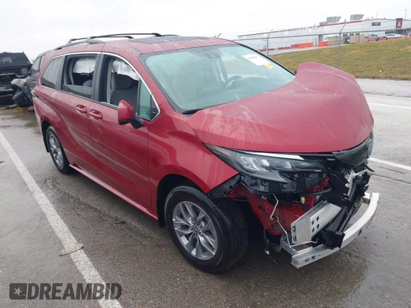 2024 Toyota Sienna LE with VIN 5TDBSKFC5RS145965, listed as a IAAI auction lot 41185886 with 8,004 mi miles. Bid and sale history available at carsss.com. Image 1.