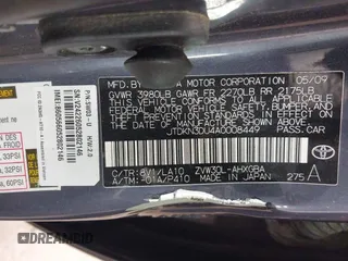 2010 Toyota Prius II with VIN JTDKN3DU4A0008449, listed as a IAAI auction lot 41786661 with 182,342 mi miles and . Bid and sale history available at DreamBid. Image 9.