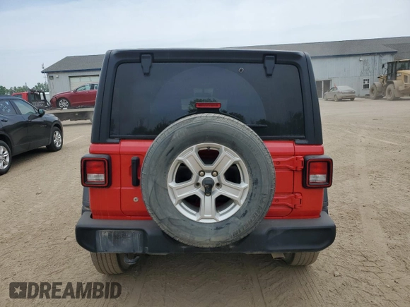 2020 Jeep Wrangler Unlimited Sport S with VIN 1C4HJXDG9LW285783, listed as a Copart auction lot 60877335 with 43,248 mi miles and Salvage title. Bid and sale history available at DreamBid. Image 6.
