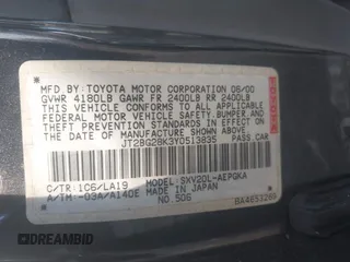 2000 Toyota Camry CE z VIN JT2BG28K3Y0513835, wystawiony jako IAAI lot #42309937 z przebiegiem 132 572 mil mil oraz . Historia ofert i sprzedaży dostępna na DreamBid. Obrazek 9.