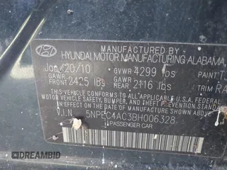 2011 Hyundai Sonata Limited with VIN 5NPEC4AC3BH006328, listed as a IAAI auction lot 41840020 with 136,964 mi miles and . Bid and sale history available at DreamBid. Image 9.