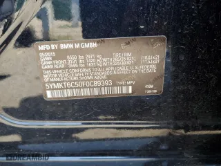 2015 BMW X5 M with VIN 5YMKT6C50F0C89393, listed as a Copart auction lot 65845844 with 78,304 mi miles and Salvage Title. Bid and sale history available at carsss.com. Image 12.
