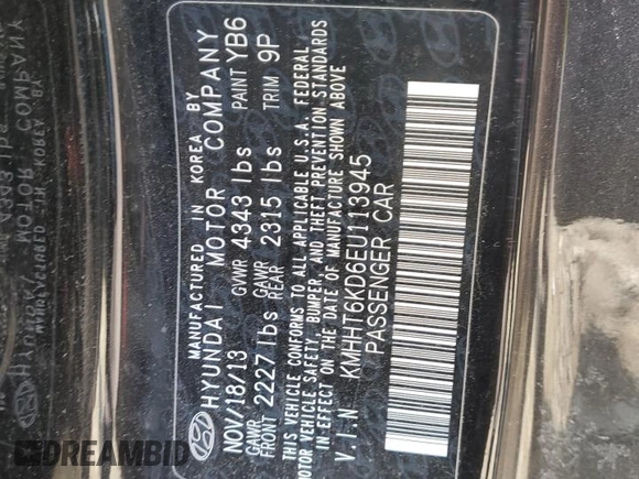 2014 Hyundai Genesis Coupe Premium with VIN KMHHT6KD6EU113945, listed as a Copart auction lot 47502565 with 133,670 mi miles and Salvage title. Bid and sale history available at DreamBid. Image 13.