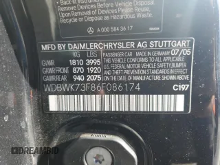 2006 Mercedes-Benz SLK-Class 5.5L AMG with VIN WDBWK73F86F086174, listed as a Copart auction lot 80097784 with 98,352 mi miles and Salvage Title. Bid and sale history available at carsss.com. Image 15.