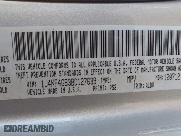 2011 Jeep Patriot Latitude X with VIN 1J4NF4GB3BD127639, listed as a IAAI auction lot 41414318 with 139,097 mi miles and . Bid and sale history available at DreamBid. Image 9.