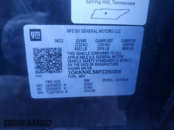 2023 GMC Acadia Denali with VIN 1GKKNXLS6PZ250305, listed as a Copart auction lot 47881895 with 13,336 mi miles and Salvage title. Bid and sale history available at DreamBid. Image 13.