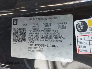 2019 Chevrolet Camaro 1LT with VIN 1G1FB3DS2K0104079, listed as a IAAI auction lot 41632830 with 63,553 mi miles. Bid and sale history available at carsss.com. Image 9.