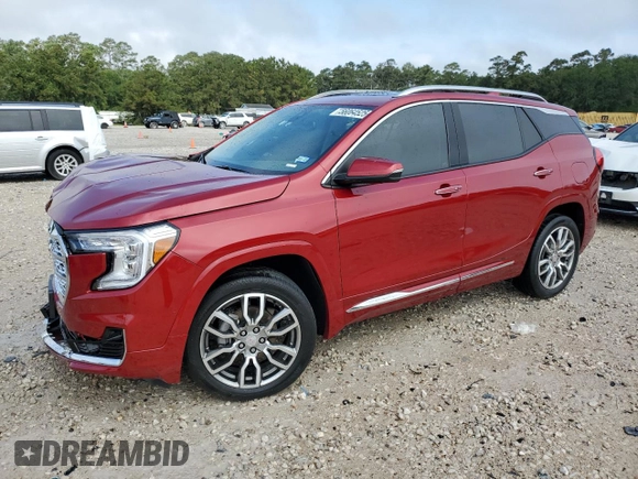 2023 GMC Terrain Denali with VIN 3GKALXEGXPL250390, listed as a Copart auction lot 56064525 with 24,512 mi miles and Salvage title. Bid and sale history available at DreamBid. Image 1.