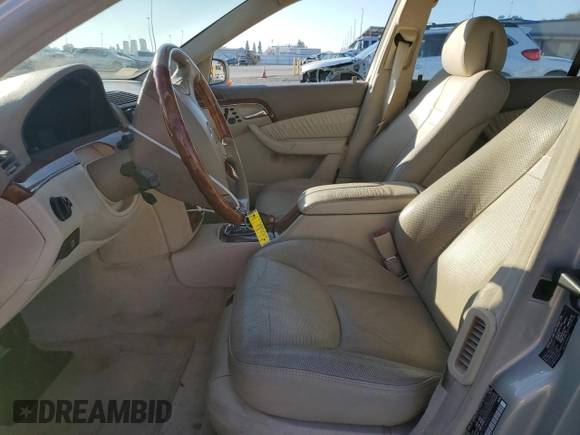 2003 Mercedes-Benz S-Class 5.0L with VIN WDBNG75J03A365710, listed as a Copart auction lot 83610754 with 0 mi miles and Salvage Title. Bid and sale history available at carsss.com. Image 7.