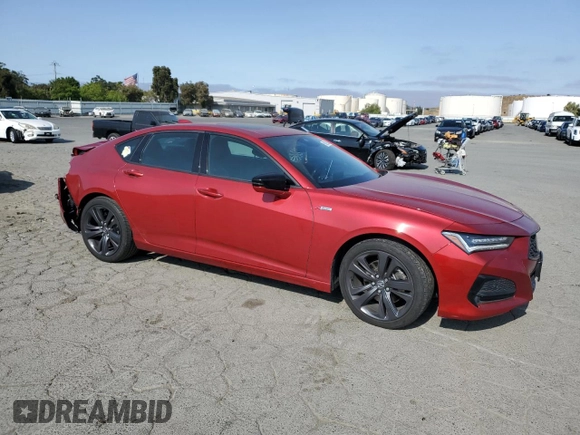 2021 Acura TLX w/A-Spec Package with VIN 19UUB5F51MA008704, listed as a Copart auction lot 59932995 with 62,781 mi miles and Salvage title. Bid and sale history available at DreamBid. Image 4.