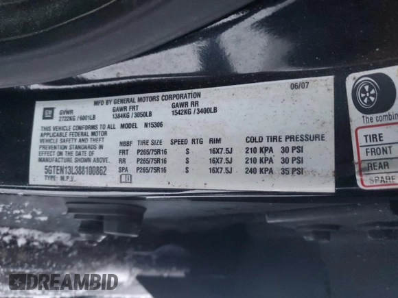 2008 Hummer H3 SUV Alpha with VIN 5GTEN13L388100862, listed as a Copart auction lot 88310375 with 0 mi miles and Salvage Title. Bid and sale history available at carsss.com. Image 14.