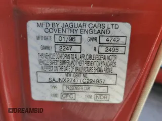 1996 Jaguar XJS with VIN SAJNX2747TC224957, listed as a Copart auction lot 76999844 with Not Provided miles and Salvage Title. Bid and sale history available at carsss.com. Image 13.